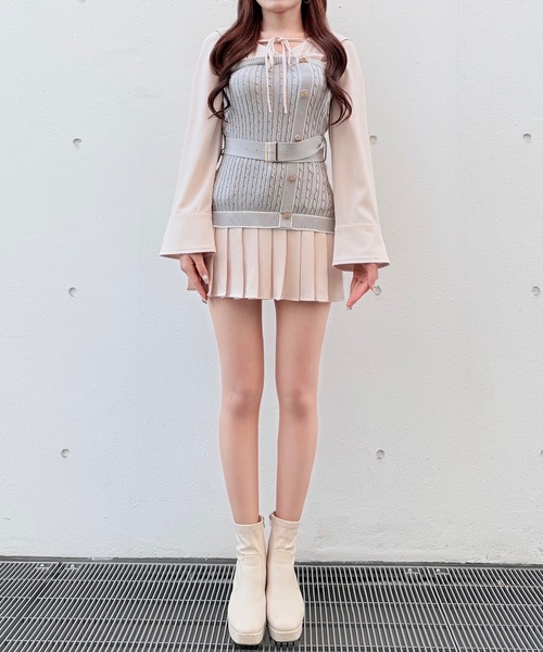 NOMAE（ノーマエ） シャツワンピース シャツドッキングプリーツ