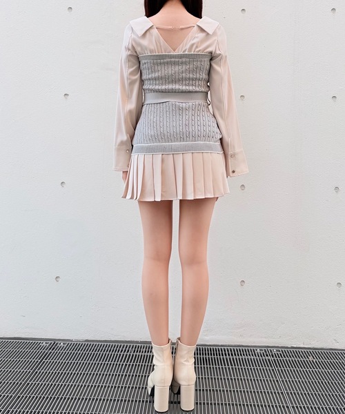 NOMAE（ノーマエ） シャツワンピース シャツドッキングプリーツ
