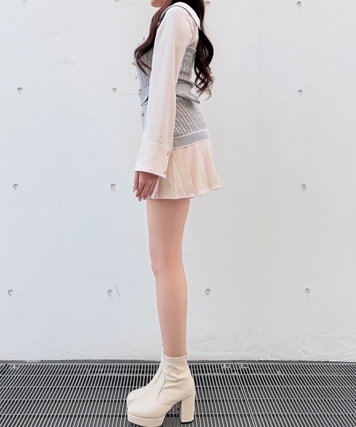 NOMAE（ノーマエ） シャツワンピース シャツドッキングプリーツ