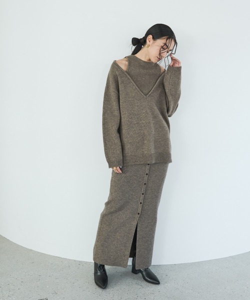 「AIC.」 長袖ニット FREE チャコールグレー レディース_画像8