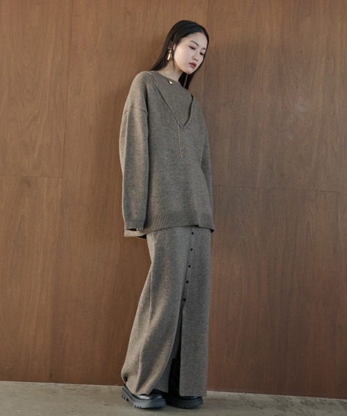 「AIC.」 長袖ニット FREE チャコールグレー レディース_画像9