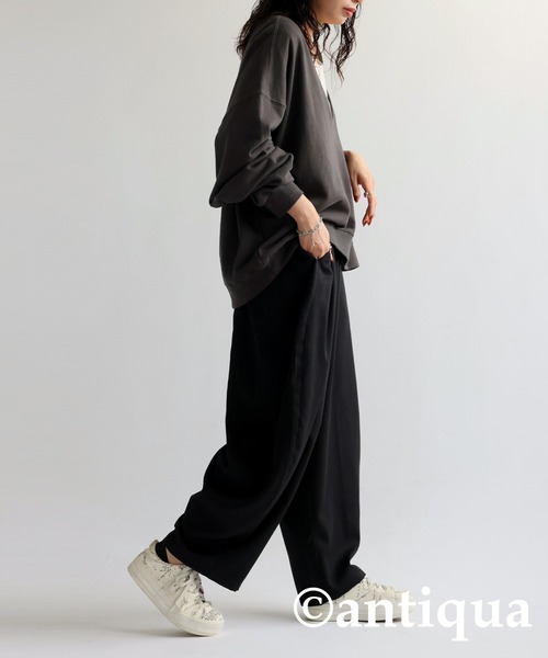 「antiqua」 イージーパンツ FREE グレー レディース_画像3