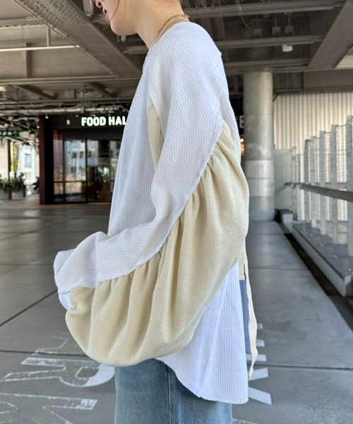 「etsinta」 長袖カットソー ONE SIZE オフホワイト レディース_画像3