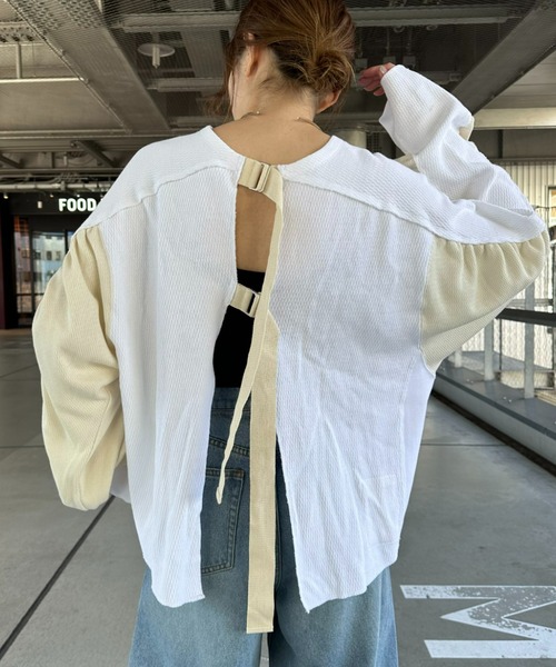 「etsinta」 長袖カットソー ONE SIZE オフホワイト レディース_画像5