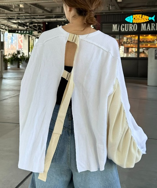 「etsinta」 長袖カットソー ONE SIZE オフホワイト レディース_画像6