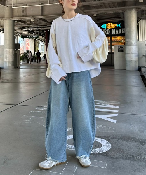 「etsinta」 長袖カットソー ONE SIZE オフホワイト レディース_画像7