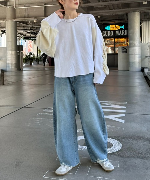 「etsinta」 長袖カットソー ONE SIZE オフホワイト レディース_画像8