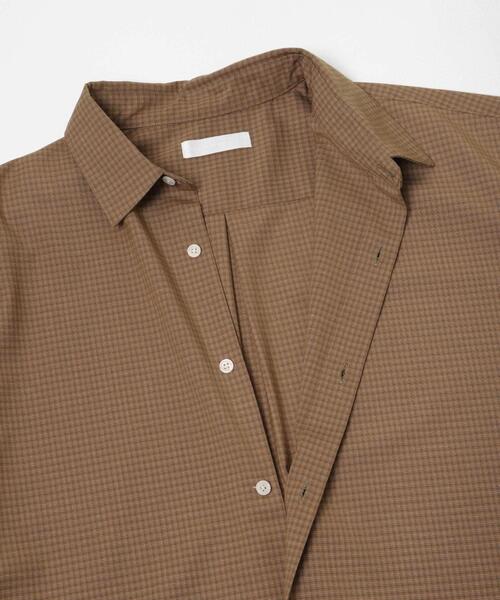 美品 ドゥーズィエムクラス アパルトモン コットン レギュラーカラーシャツ 茶 SENSE OF PLACE by URBAN RESEARCH シャツ マイクロチェックレギュラー