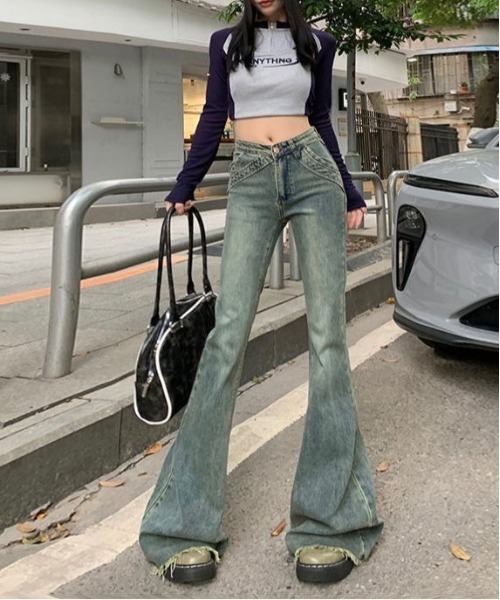 「gossip！ロサンゼルス」 ブーツカットデニムパンツ M ライトブルー レディース_画像2