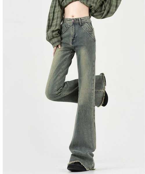 「gossip！ロサンゼルス」 ブーツカットデニムパンツ M ライトブルー レディース_画像8