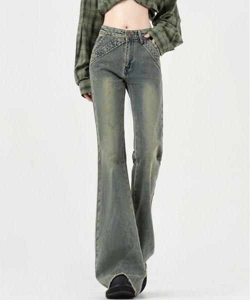 「gossip！ロサンゼルス」 ブーツカットデニムパンツ M ライトブルー レディース_画像9