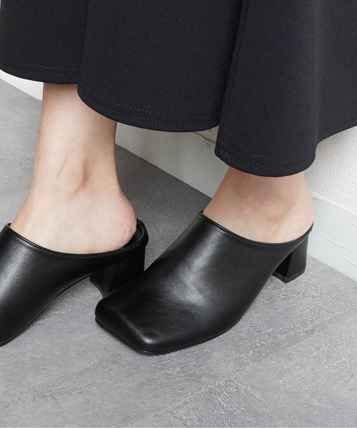 ミュール　パンプス パンプス スクエアトゥチャンキーヒールミュール : ZOZOTOWN Yahoo!店