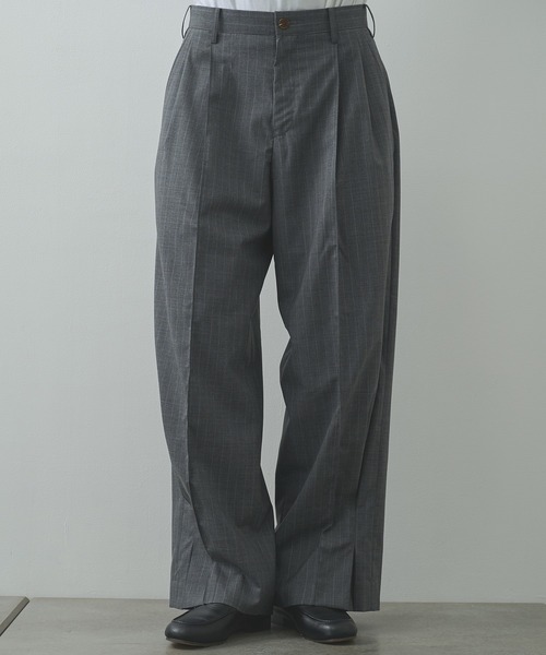 KHOKI（コッキ） スラックス 「KHOKI/コッキ」Pleated Stripe Summer
