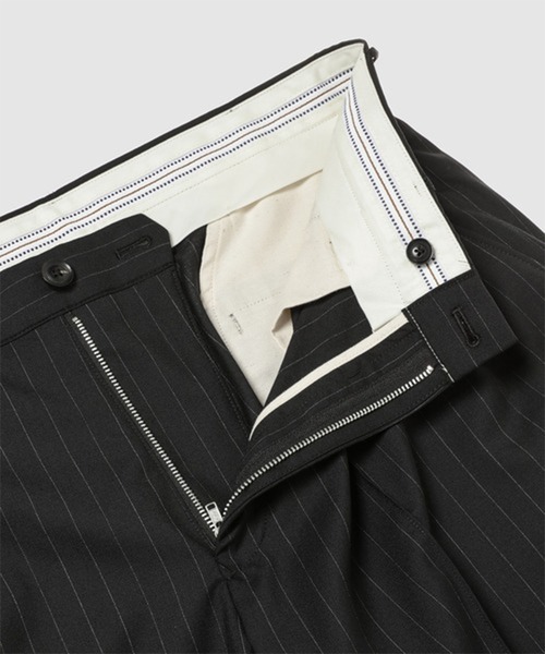 スラックス 「KHOKI/コッキ」Pleated Stripe Summer Wool Pants メンズの画像