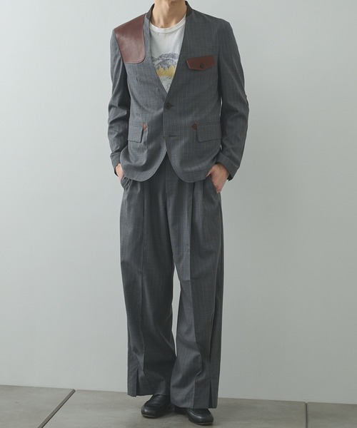 スラックス 「KHOKI/コッキ」Pleated Stripe Summer Wool Pants メンズの画像