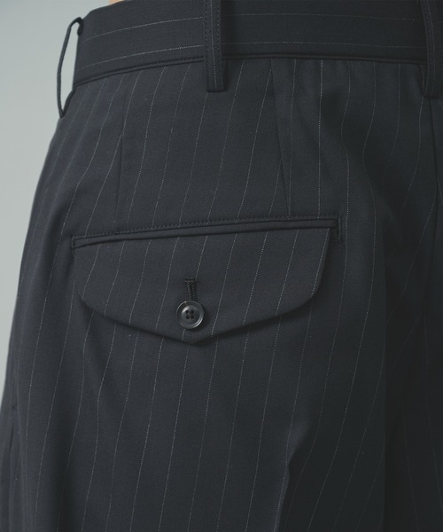 スラックス 「KHOKI/コッキ」Pleated Stripe Summer Wool Pants メンズの画像