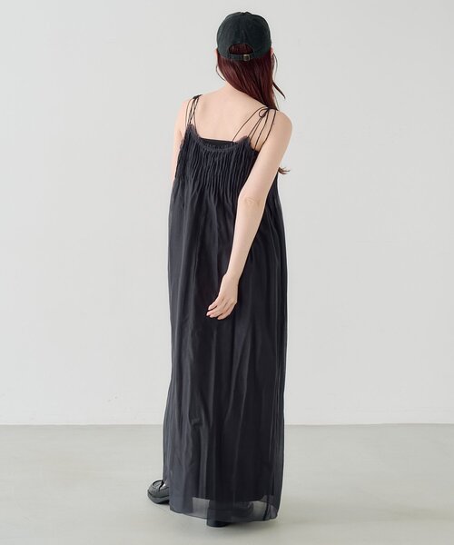 ワンピース 「低身長サイズ/2サイズ展開/前後2WAY」プリーツワッシャーワンピースの画像