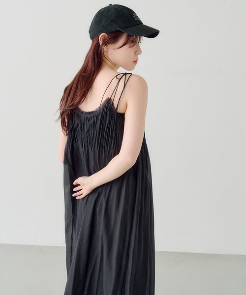 ワンピース 「低身長サイズ/2サイズ展開/前後2WAY」プリーツワッシャーワンピースの画像
