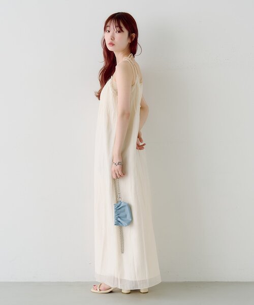 ワンピース 「低身長サイズ/2サイズ展開/前後2WAY」プリーツワッシャーワンピースの画像