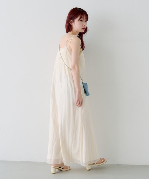 ワンピース 「低身長サイズ/2サイズ展開/前後2WAY」プリーツワッシャーワンピースの画像