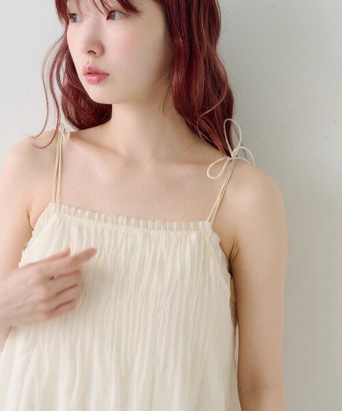 ワンピース 「低身長サイズ/2サイズ展開/前後2WAY」プリーツワッシャーワンピースの画像