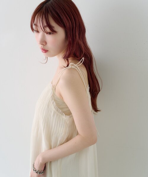 ワンピース 「低身長サイズ/2サイズ展開/前後2WAY」プリーツワッシャーワンピースの画像