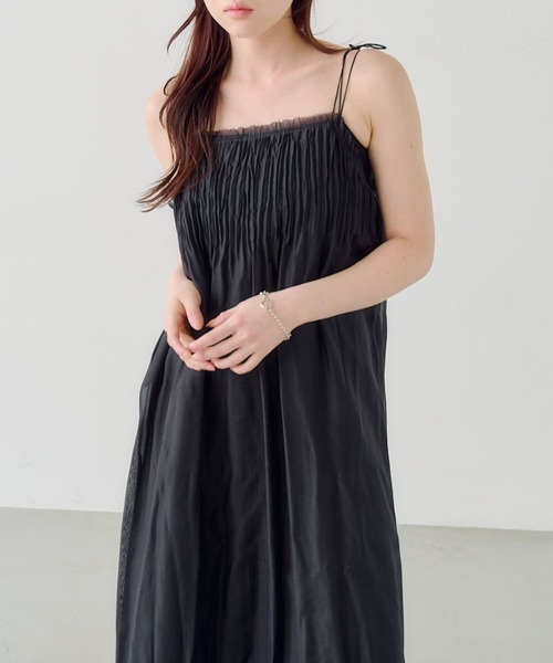 ワンピース 「低身長サイズ/2サイズ展開/前後2WAY」プリーツワッシャーワンピースの画像