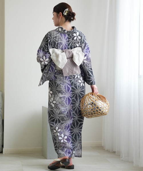 浴衣 有松絞り浴衣3点セット utatane 藤花麻 レディースの画像