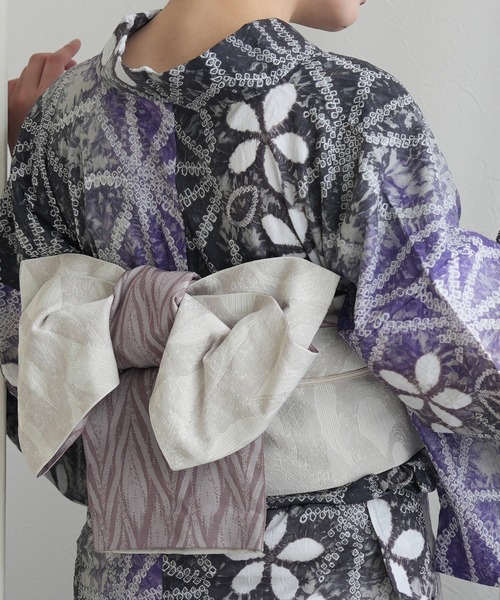 浴衣 有松絞り浴衣3点セット utatane 藤花麻 レディースの画像