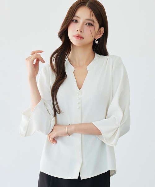 「SAISON DE PAPILLON」 7分袖ブラウス L ベージュ レディース_画像8