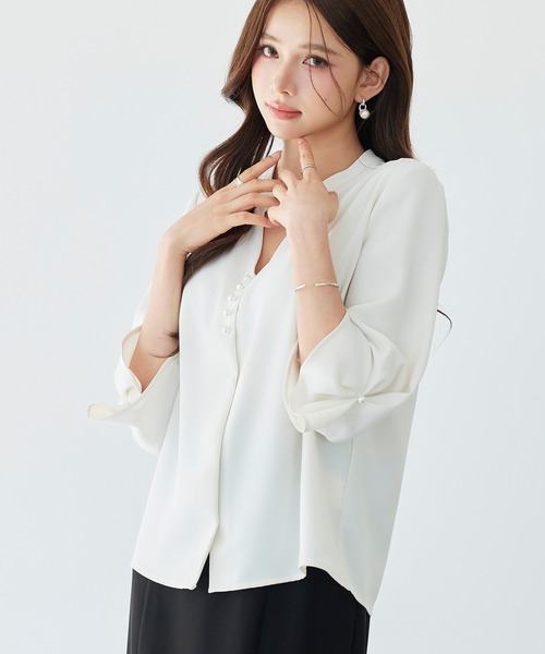 「SAISON DE PAPILLON」 7分袖ブラウス L ベージュ レディース_画像9