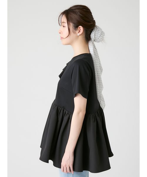 【新品同様】エンフォルド 変形 アシンメトリー ブラウス チュニック 黒 半袖 CELFORD（セルフォード） tシャツ 半袖 アシンメトリーカット