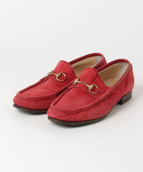 【正規品】美品 グッチ GUCCI スエード ホースビットローファー 6 1/2 GUCCI（グッチ） ホースビット スエード ローファー 36.5 レッド