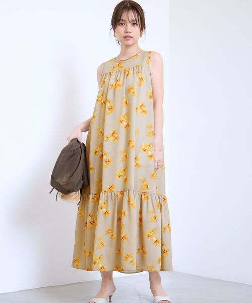 COHINA コットンレースサイドティアードワンピース　short 新品 COHINA（コヒナ） ワンピース ブラッシュフラワーティアードワンピース