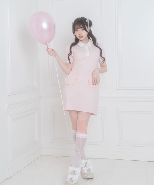 「Honey Cinnamon」 半袖ワンピース FREE ブラック レディース_画像6