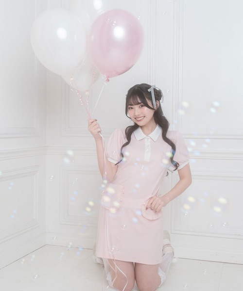 「Honey Cinnamon」 半袖ワンピース FREE ブラック レディース_画像7