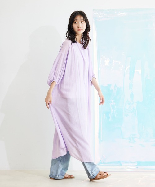 「Jayro」 7分袖ワンピース M ネイビー レディース_画像4