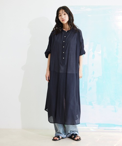 「Jayro」 7分袖ワンピース M ネイビー レディース_画像6