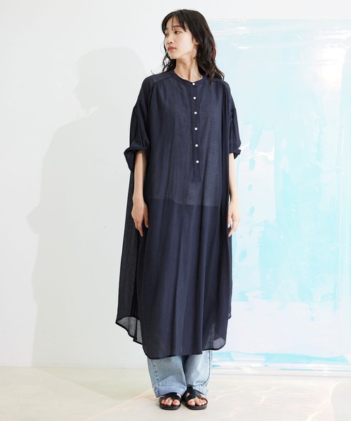 「Jayro」 7分袖ワンピース M ネイビー レディース_画像7