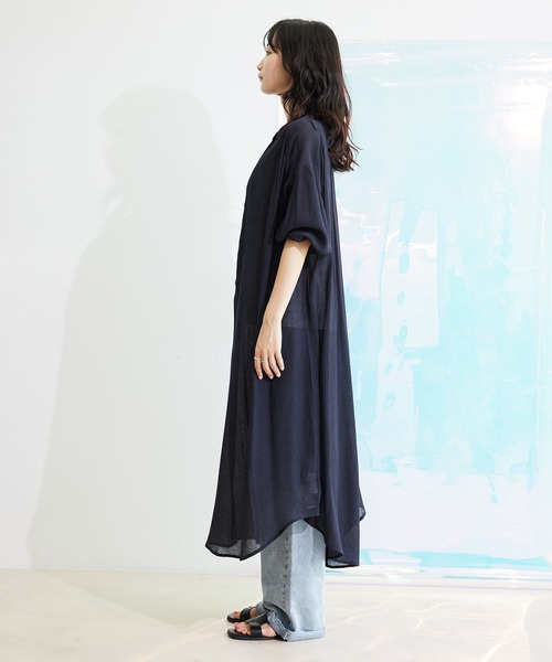 「Jayro」 7分袖ワンピース M ネイビー レディース_画像8