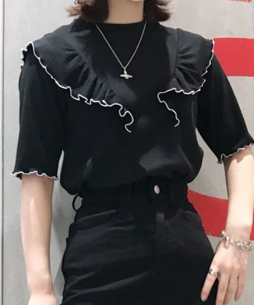 WEGO tシャツ Tシャツ WEGO/配色メロウフリルT レディース : ZOZOTOWN  