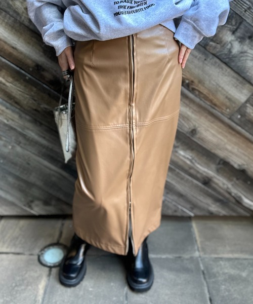 T.Tshohei takamiyaレザー巻きスカート ifsixwasnine sakishimatokyo スカート ヴィンテージ風 フェイクレザーフロント