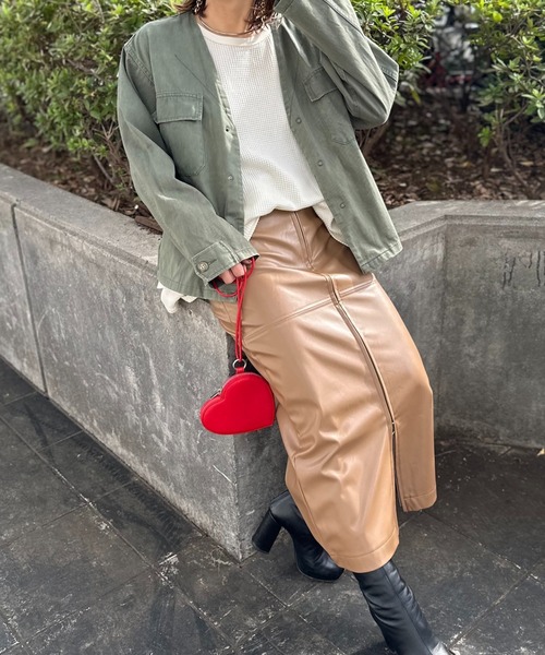 mi via loca スカート フェイクレザーフロントZIPスカート : ZOZOTOWN