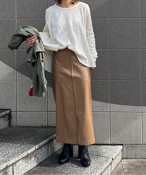 mi via loca スカート フェイクレザーフロントZIPスカート : ZOZOTOWN