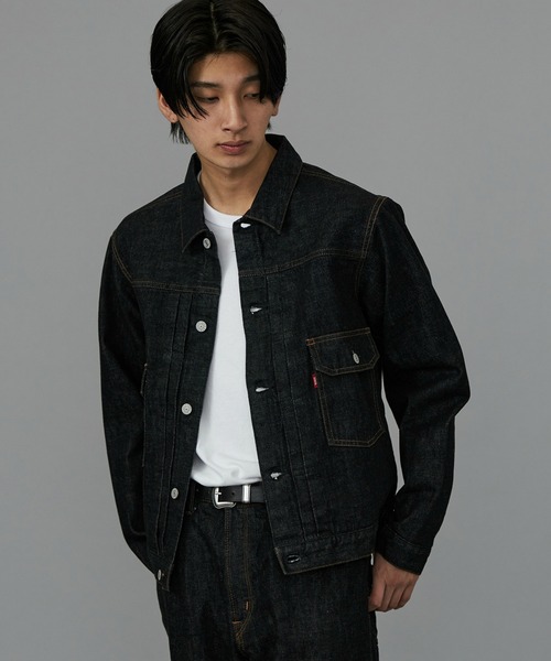 バーガンディ レザーデニムジャケット LEVI'S RED(リーバイスレッド) 02AW 袖レザーデニムジャケット