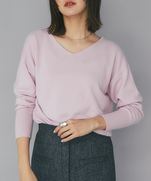リヴドロワ秋冬の定番】ウォッシャブルカシミヤ100Vネックニット