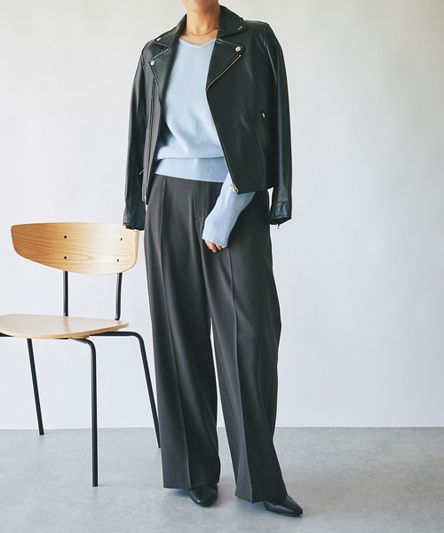 美品 RIVE DROITE ウォッシャブルカシミヤ100Vネックニット