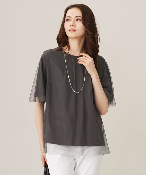 tシャツ 「洗える」シアーチュールプルオーバー カットソー レディース