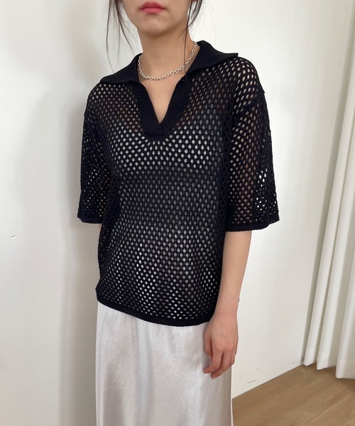ポロシャツ ポロ 「DIDOT.」メッシュニットハーフポロ レディース