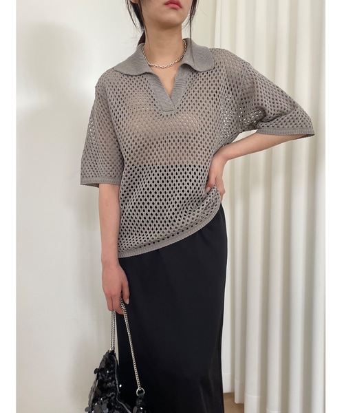 ポロシャツ ポロ 「DIDOT.」メッシュニットハーフポロ レディース Didot.showroom ポロシャツ ポロ 「DIDOT.」メッシュニット